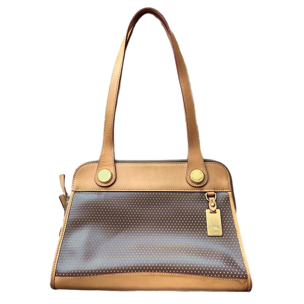 Vintage Dooney & Bourke Cabriolet Satchel Perforated Leather Bag Tan